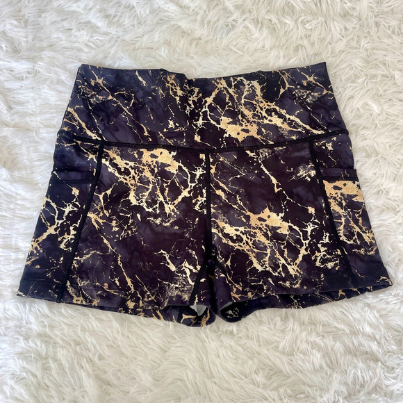 Constantly Varied Gear Pants - Constantly Varied Gear Gold Marble Workout Shorts Womens M High Waist Pockets